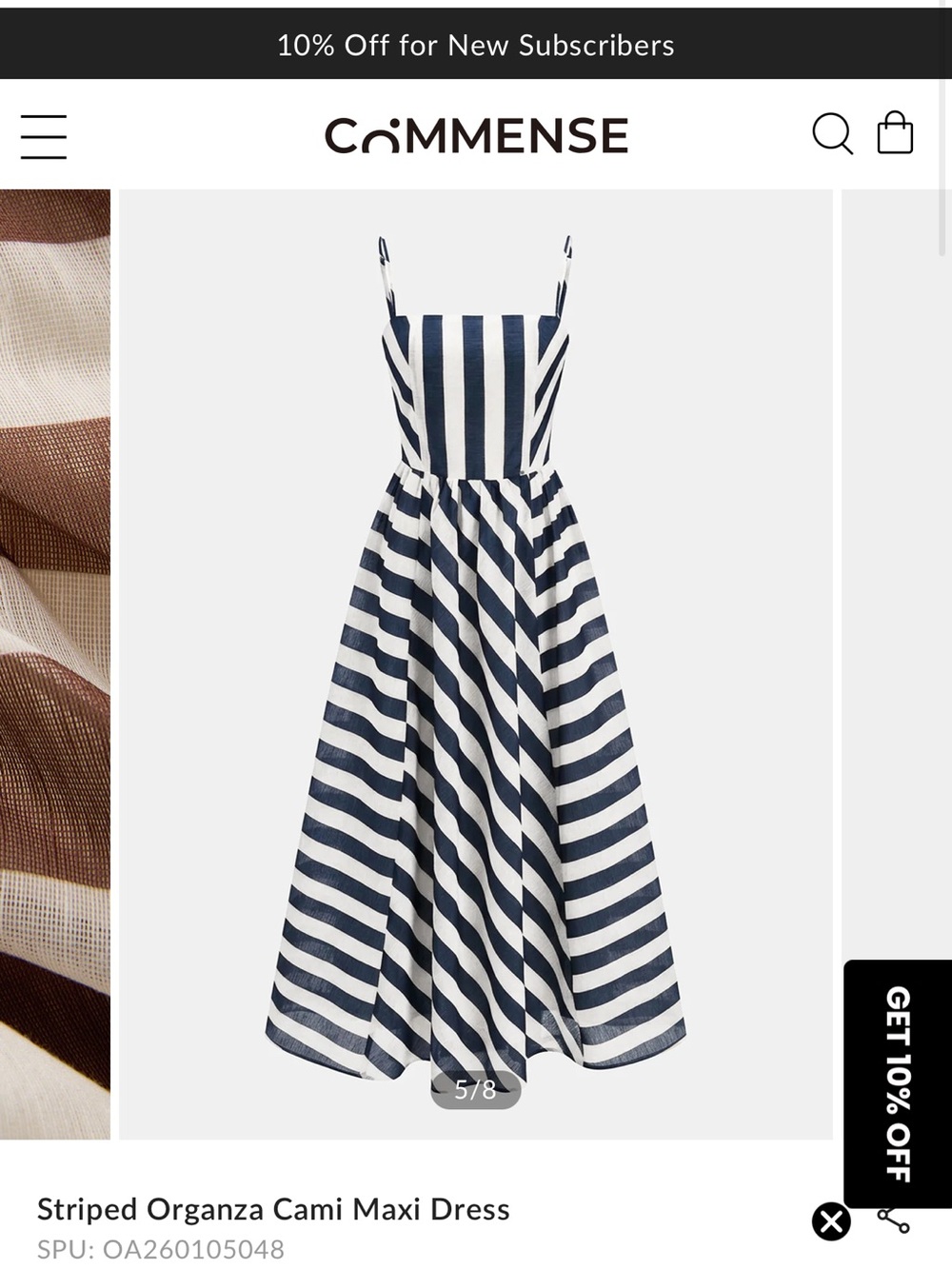 Commense Navy and White Striped Cami Maxi Dress